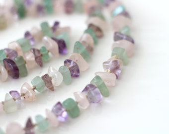Necklace made of semi-precious stones, healing stone necklace,  amethyst, rose quartz and aventurine