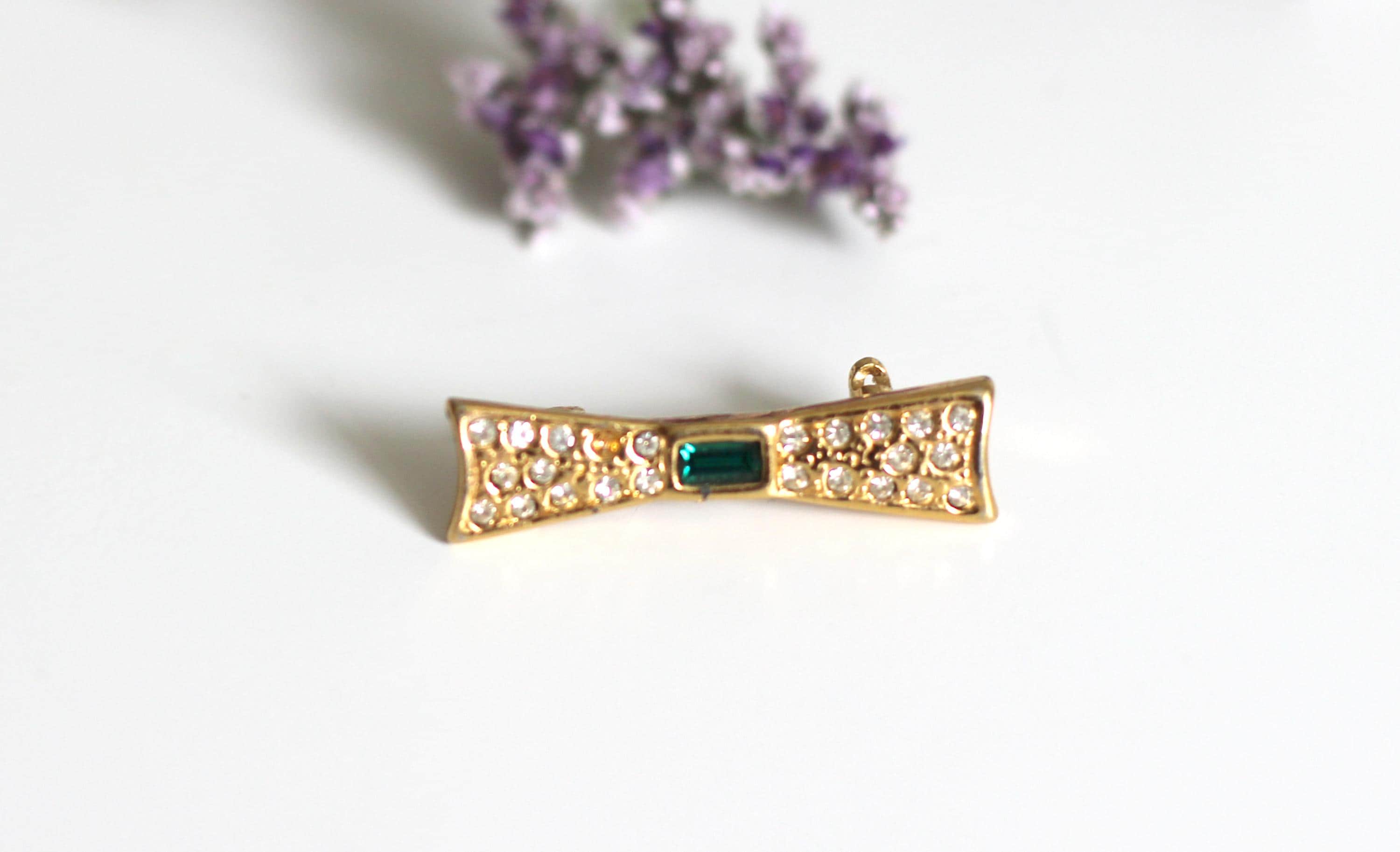 Broche Vintage Noeud Papillon Avec Pierre - Bijou élégant - Sans Marque