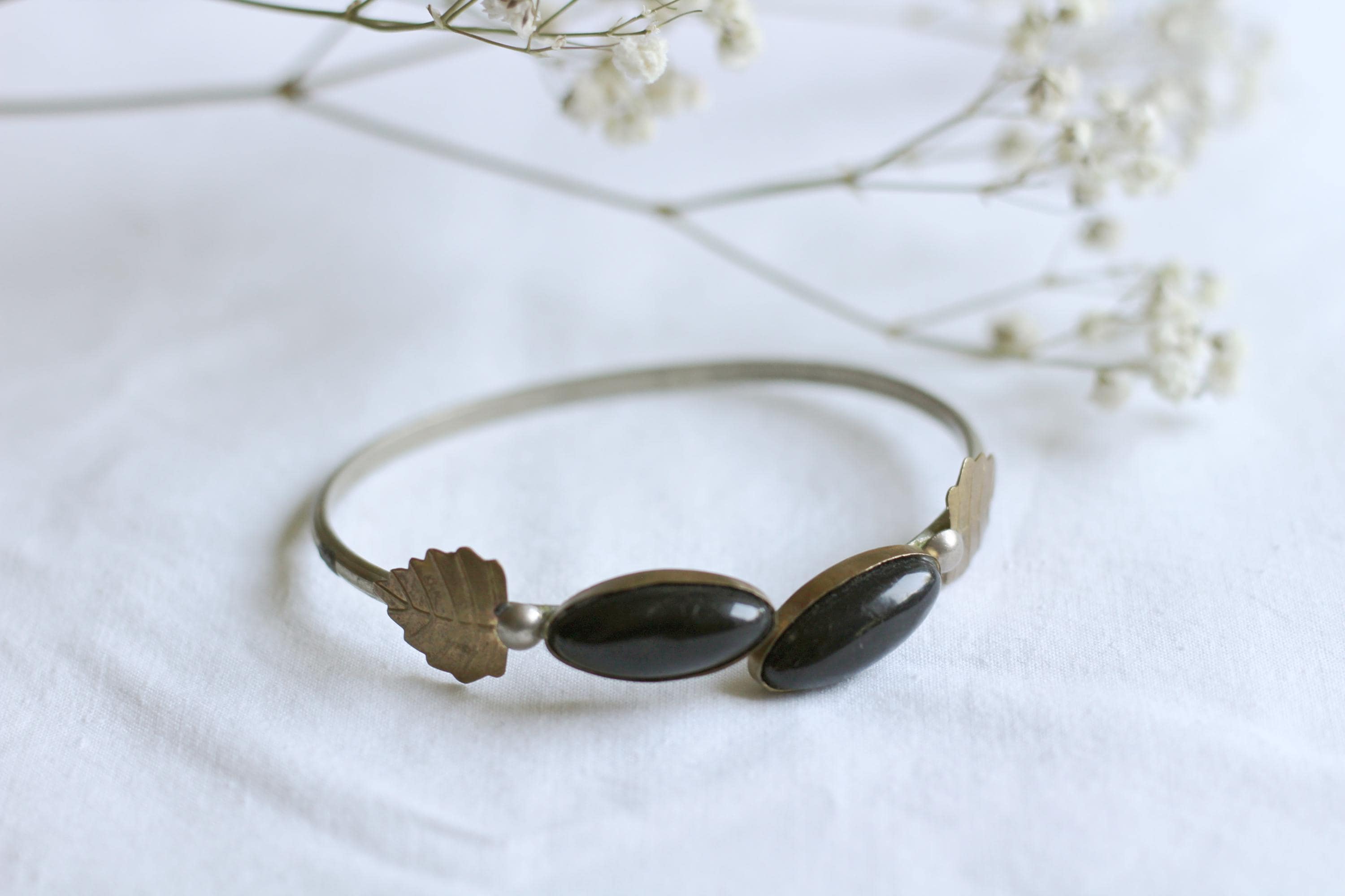 Bracelet Vintage En Bakélite Noire - Style Rétro Intemporel