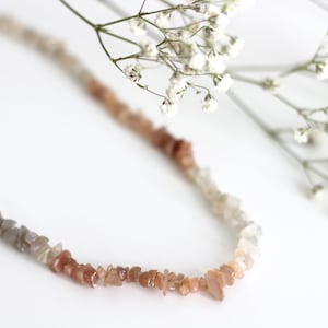 Semi-precious stone necklace in pink, white, gray, ombre jewelry, minimalist, boho jewelry, gemstone jewelry