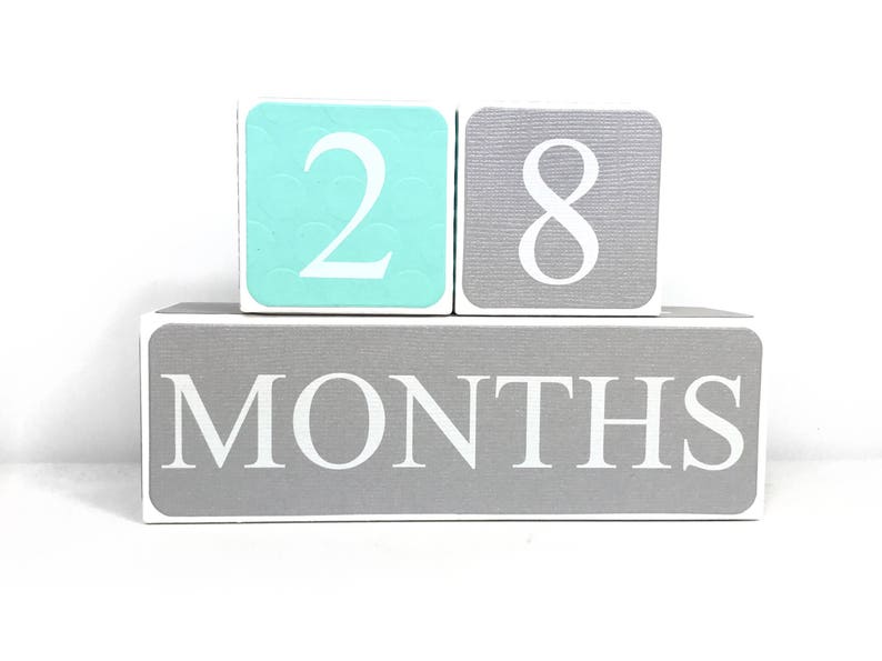 Wooden Baby Age Blocks Months Years Weeks Grade Etsy