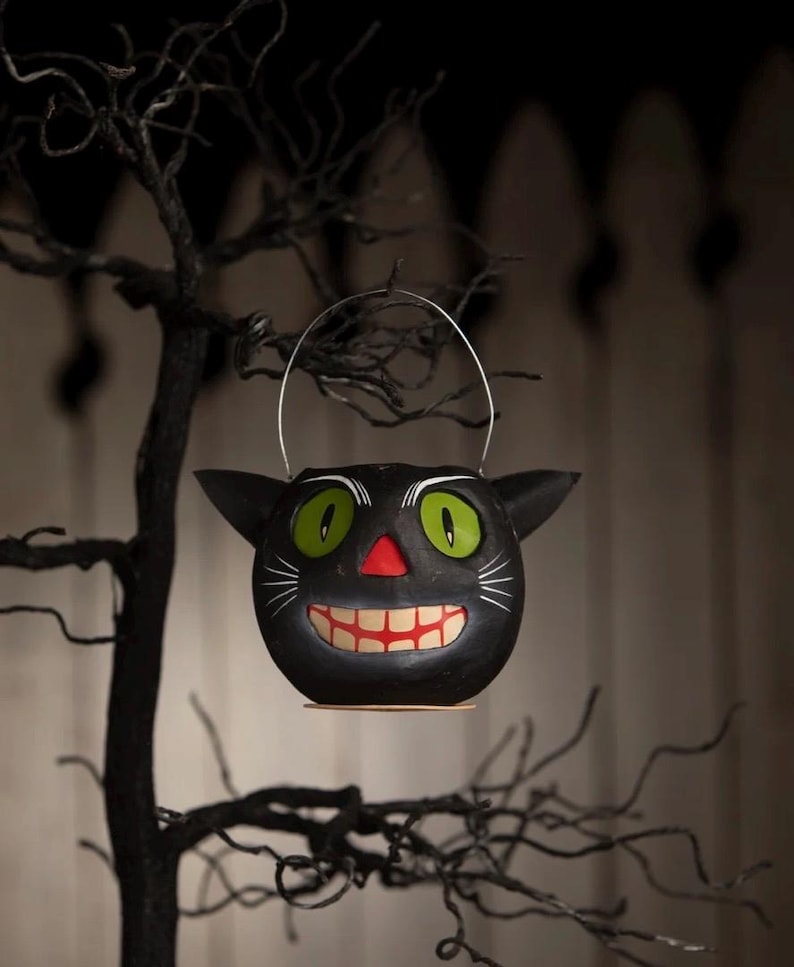 Bethany Lowe Halloween Vintage Cat Bucket