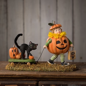 Bethany Lowe Halloween Pumpkin Paige with Wagon
