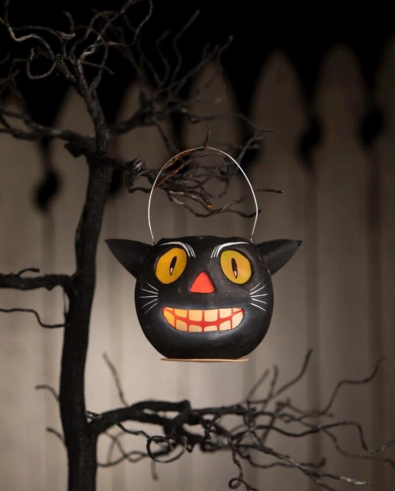 Bethany Lowe Halloween Vintage Cat Bucket - Thumbnail 2