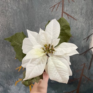 Faux Potted White Poinsettias