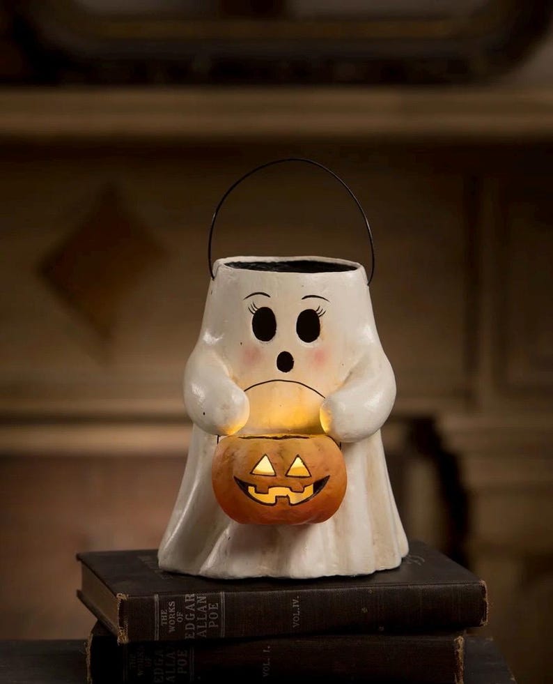 Bethany Lowe Sweet Boo with Pumpkin Bucket - Thumbnail 3