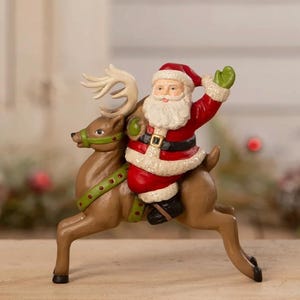 Bethany Lowe Retro Santa Riding Reindeer