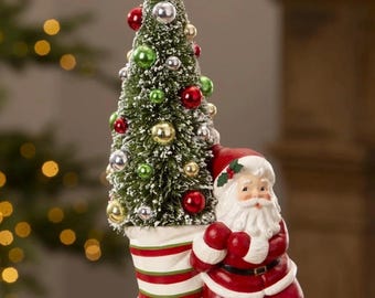 Bethany Lowe Retro Santa Pulling Stocking