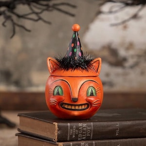 Bethany Lowe Halloween Green Eyed Copper Cat