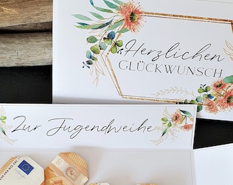 Geldgeschenk Jugendweihe | Geschenk Jugendweihe | Aufklappkarte Geldgeschenk Jugendweihe | Geschenk Jugendweihe mit Namen