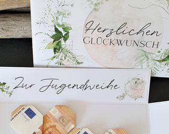 Geldgeschenk Jugendweihe | Geschenk Jugendweihe | Aufklappkarte Geldgeschenk Jugendweihe | personalisiertes Geschenk boho