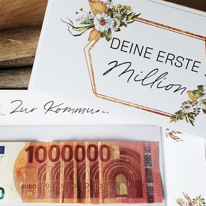 Geldgeschenk Kommunion Erste Million | Explosionsbox Geldgeschenk | Geschenk mit Namen | personalisiertes Geschenk