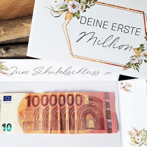 Geldgeschenk Schulabschluss Erste Million | Explosionsbox Geldgeschenk | Geschenk mit Namen | personalisierte Glückwunschkarte