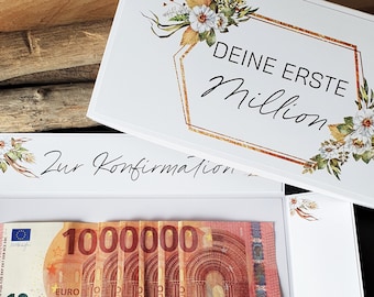 Geldgeschenk Konfirmation Erste Million | Explosionsbox Geldgeschenk | Geschenk mit Namen | individualisiertes Geschenk