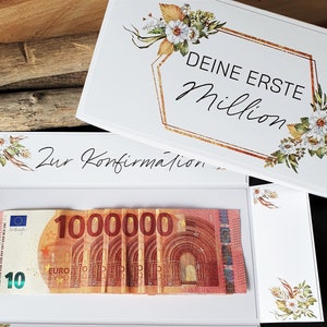 Geldgeschenk Konfirmation Erste Million | Explosionsbox Geldgeschenk | Geschenk mit Namen | personalisiertes Geschenk