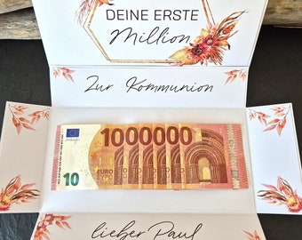 Cadeau d'argent communion premier million | Cadeau d’argent de boîte d’explosion | Cadeau avec nom | cadeau personnalisé