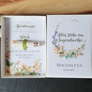 Geldgeschenk Jugendweihe Geschenk Jugendweihe Geschenkbox Jugendweihe Geldgeschenk individualisiertes Geschenk boho Bild 1