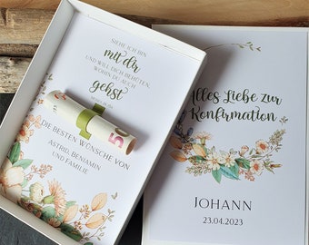 Geldgeschenk Konfirmation | Geschenk Konfirmation | Geschenkbox Konfirmation Geldgeschenk | individualisiertes Geschenk boho