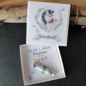 Geschenk Schulanfang, personalisierte Geschenkbox, Geldgeschenk Schulanfang Junge, Einschulung Geschenk, Geschenkbox individuell gestaltet