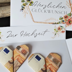florale Aufklappkarte zur Hochzeit | gefaltete Geldscheine originell und hübsch verpacken | personalisiertes Geldgeschenk Hochzeit