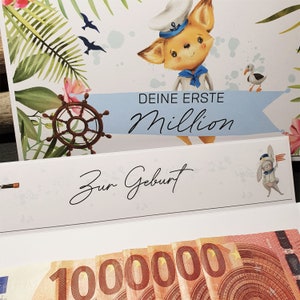Babygeschenk Junge | Geldgeschenk Geburt Erste Million | Explosionsbox Geldgeschenk | Geschenk mit Namen | personalisierte Glückwunschkarte