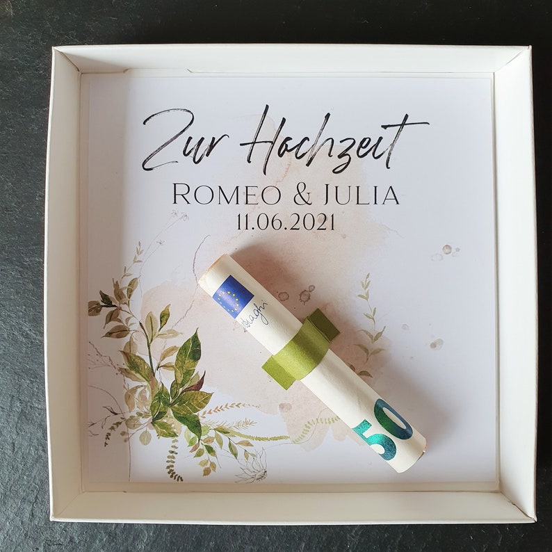 Geldgeschenk Hochzeit mit Namen Geschenk Hochzeit Geschenkbox Hochzeit individualisiertes Geschenk Bild 3