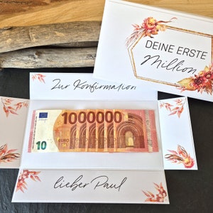 Geldgeschenk Konfirmation Erste Million | Explosionsbox Geldgeschenk | Geschenk mit Namen | personalisiertes Geschenk