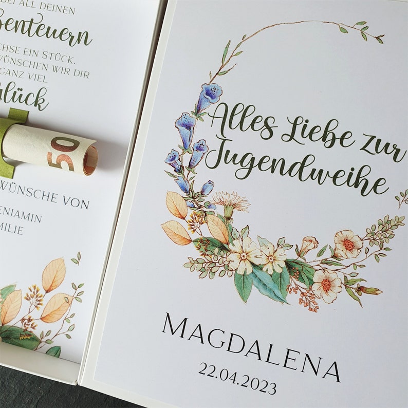 Geldgeschenk Jugendweihe Geschenk Jugendweihe Geschenkbox Jugendweihe Geldgeschenk individualisiertes Geschenk boho Bild 2