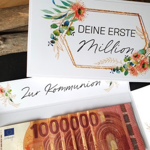 Geldgeschenk Kommunion Erste Million | Explosionsbox Geldgeschenk | Geschenk mit Namen | personalisiertes Geschenk