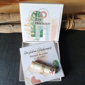 Geldgeschenk zur Hochzeit mit Klappkarte | Geldgeschenkkarte für Hochzeit | Hochzeitsgeschenk personalisiert | Geschenkschachtel für Geld