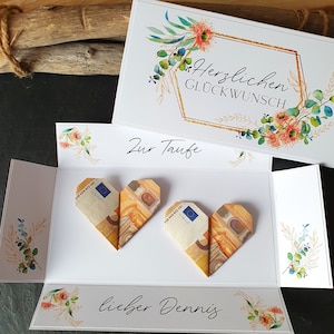 Geldgeschenk Taufe Aufklappkarte | Babygeschenk | personalisierte Glückwunschkarte | personalisiertes Geschenk