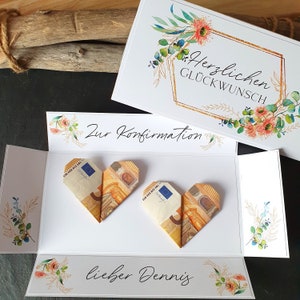 Geldgeschenk Konfirmation Aufklappkarte | Explosionsbox Geldgeschenk | Geschenk mit Namen | personalisiertes Geschenk