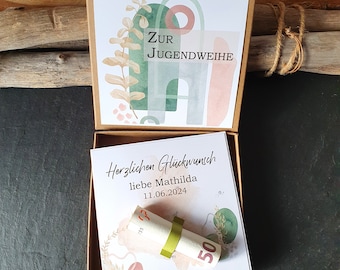 Geldgeschenk Jugendweihe | Geschenk Jugendweihe | Geschenkbox Jugendweihe Geldgeschenk | individualisiertes Geschenk boho