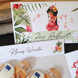 Babygeschenk Mädchen | Geldgeschenk Geburt Aufklappkarte | Explosionsbox Geldgeschenk | Geschenk mit Namen | personalisiertes Geschenk
