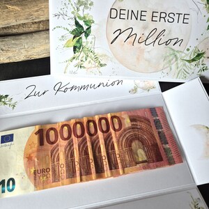 Geldgeschenk Kommunion Erste Million | Explosionsbox Geldgeschenk | Geschenk mit Namen | personalisiertes Geschenk