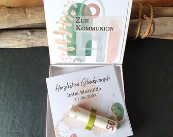 Geldgeschenk Kommunion | Geschenk Kommunion | Geschenkbox Kommunion Geldgeschenk | individualisiertes Geschenk boho