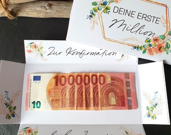 Geldgeschenk Konfirmation Erste Million | Explosionsbox Geldgeschenk | Geschenk mit Namen | individualisiertes Geschenk