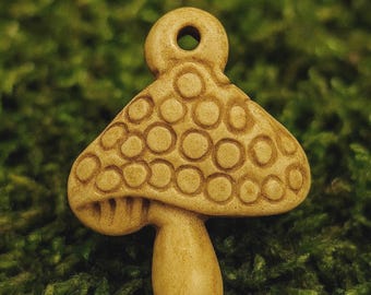Carved Bone Mushroom Pendant • Tiny Toadstool Charm • Hand-Carved Bone Focal • Woodland Jewelry Supply • 18mm