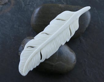 Handcrafted Buffalo Bone Feather • Carving for Jewelry • Art • Decor & Spiritual Collection • 112mm