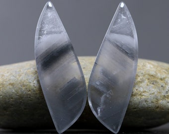 CLEARANCE XL Natural Phantom Quartz Cabochon Polished Gemstone Statement Cabochon Pair Untreated Metaphysical for Jewelry and Decoration