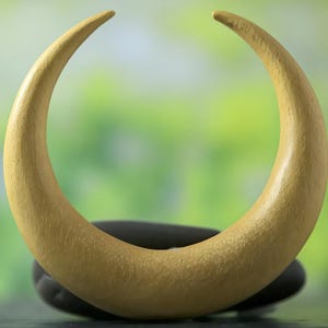 Natural Tamarind Wood Crescent Moon Carving, XL Double Horn, Hand Carved Lunar Accent, Top Grade Jewelry, 78mm