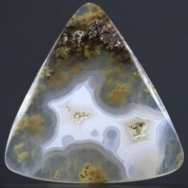 White Lace Agate with Beautiful Mossy Inclusions Untreated Gemstone Healing Stone Designers and Collectors 34MM | 38.5 CARATS