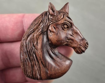 Wooden Horse Charm • Hand-Carved Pendant for Equine Jewelry Designs • 62mm