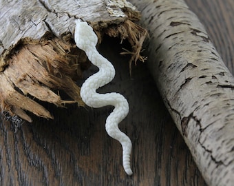 Hand-Carved Bone Snake Pendant: Kundalini Amulet • 74mm