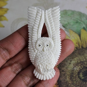 Barn Owl Pendant, Symbol of Wisdom & Vision, Hand Carved Necklace, Bird Lover Jewelry, 60mm