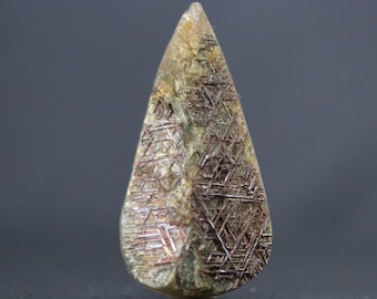 Crystal Sagenite Beautiful Rutilated Rare Sage Quartz from Brazil Teardrop Shape Hand Cut Unpolished Rough Gemstone 54MM | 118 CARATS