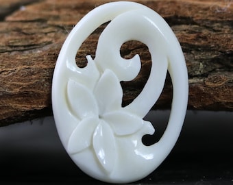 Handgemaakte bloemenhanger van been • Botanische wervelingsbedel voor natuurliefhebbers en doe-het-zelvers • 31 mm