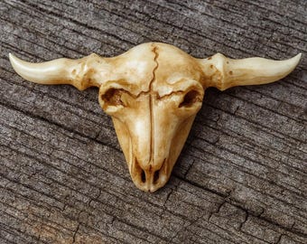 Antique Stained Skull Pendant • Rustic Western Totem • Handcrafted Jewelry Component • 30mm