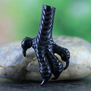 Bull Horn Eagle Talon Pendant Unique Jewelry Components, Raptor Bird Claw Charm, Carved Bull Horn, Ethically Sourced, 39mm