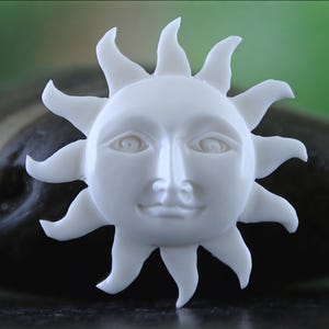 Solar Face Talisman, Sustainably Sourced Bone Sun Charm for Altar Art, 30mm